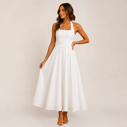Windsor Women's Summer Dress | Halter Neck, A-Line, Available in White and Black