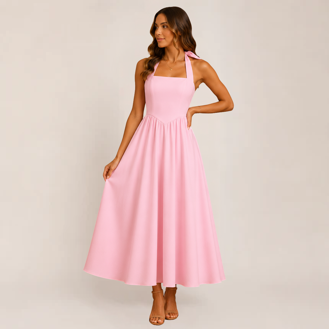 Windsor Women's Summer Dress | Halter Neck, A-Line, Available in White and Black