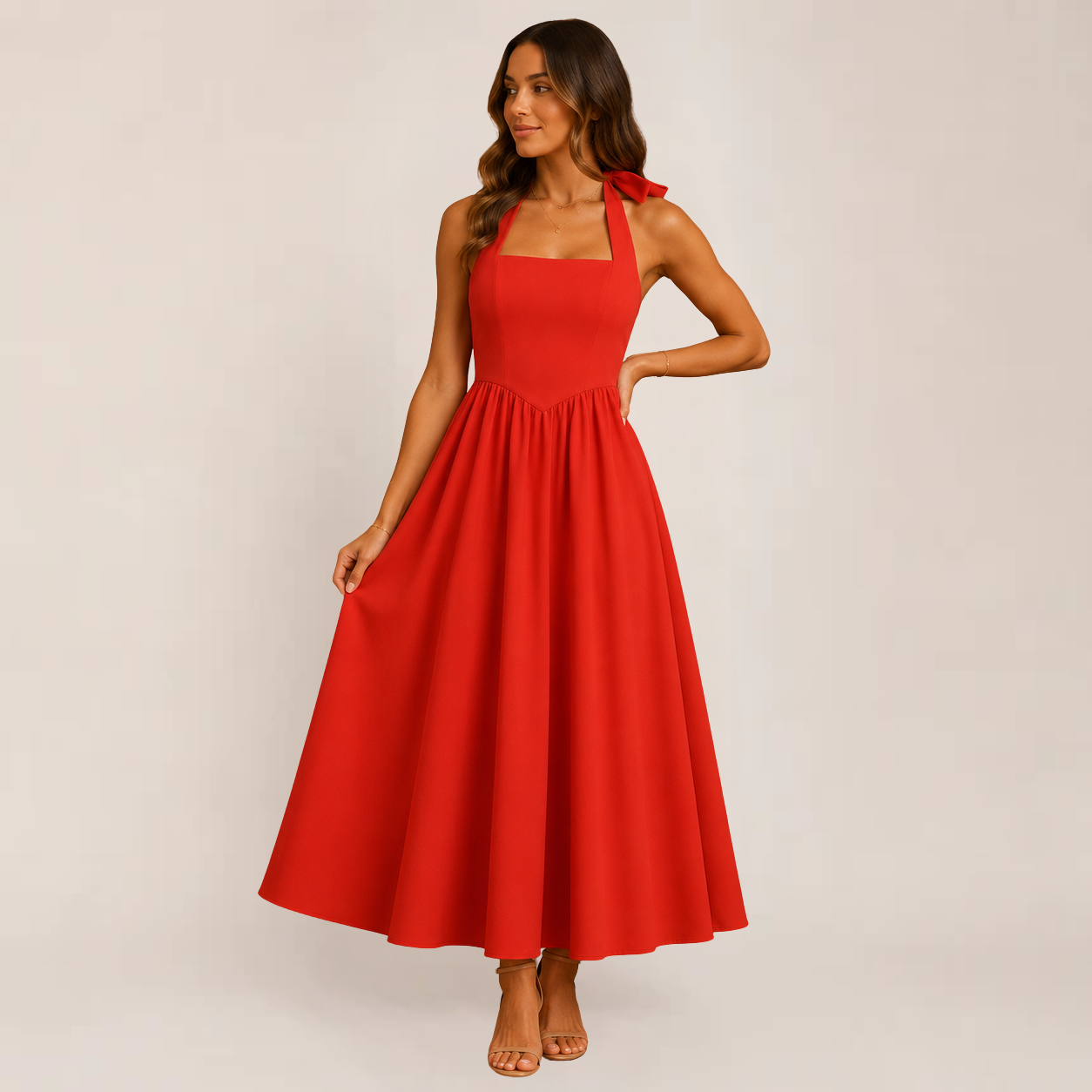 Windsor Women's Summer Dress | Halter Neck, A-Line, Available in White and Black
