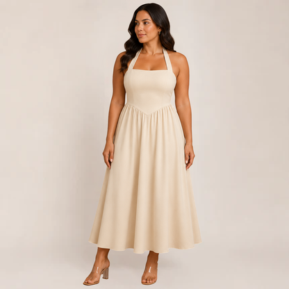 Windsor Women's Summer Dress | Halter Neck, A-Line, Available in White and Black