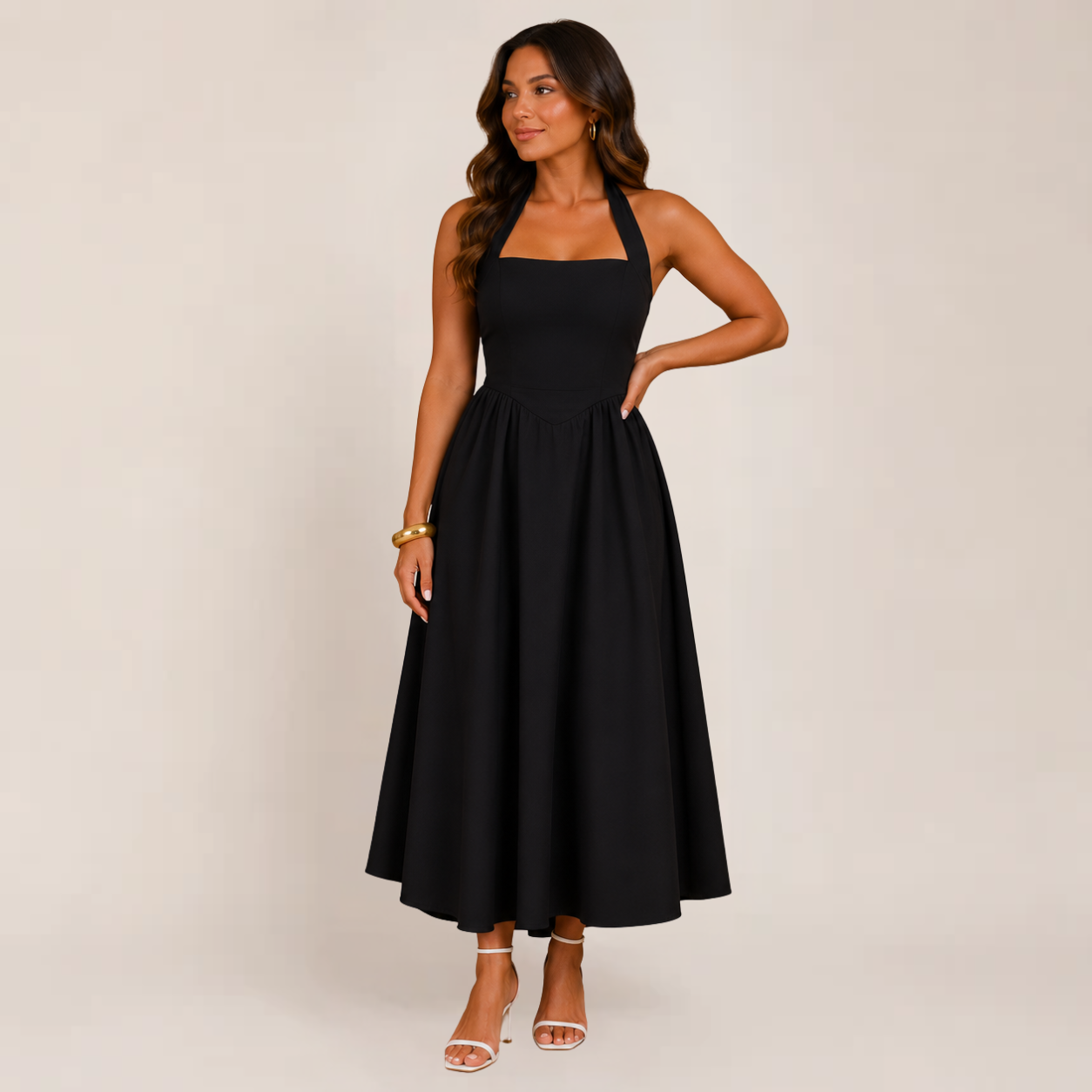 Windsor Women's Summer Dress | Halter Neck, A-Line, Available in White and Black