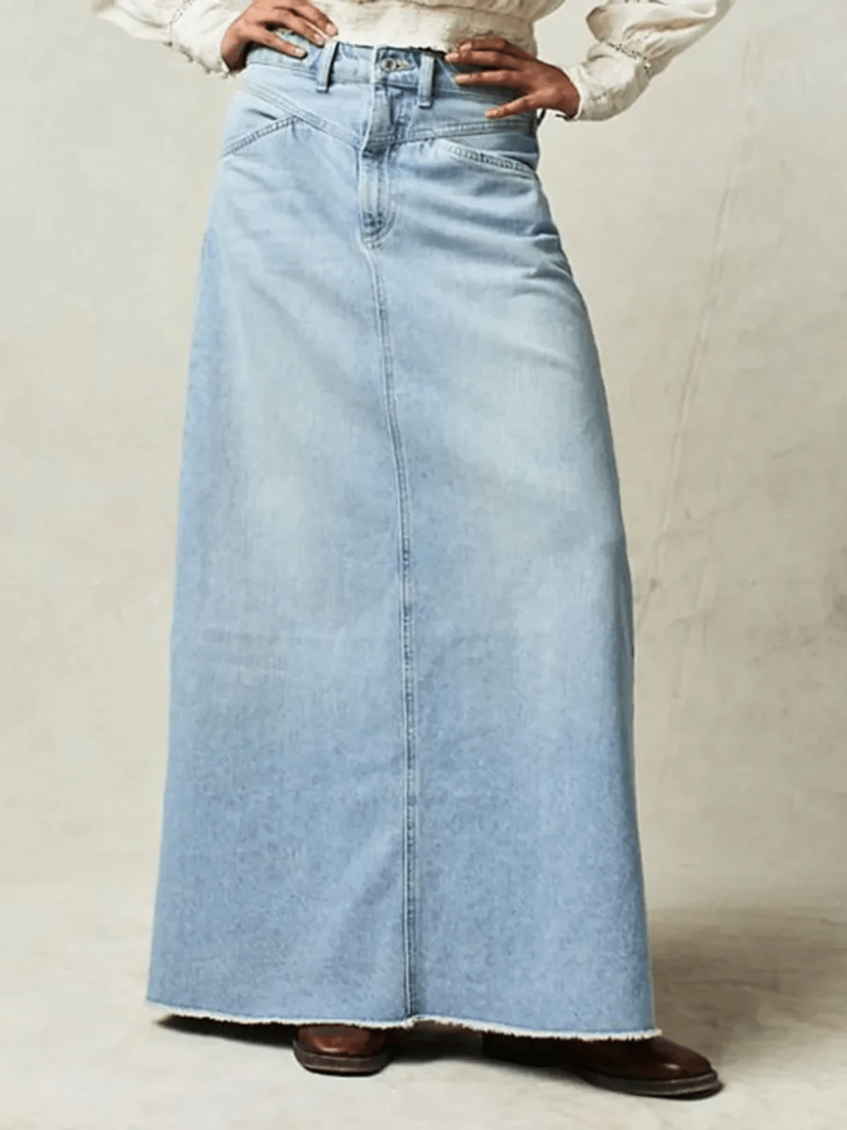 Haven Denim Skirt | High Waist A-Line Maxi Design for Women 0
