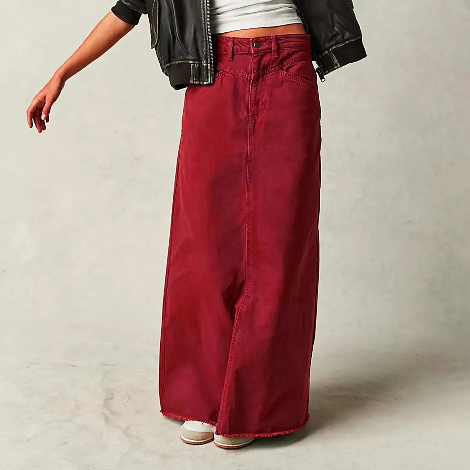 Haven Denim Skirt | High Waist A-Line Maxi Design for Women 4