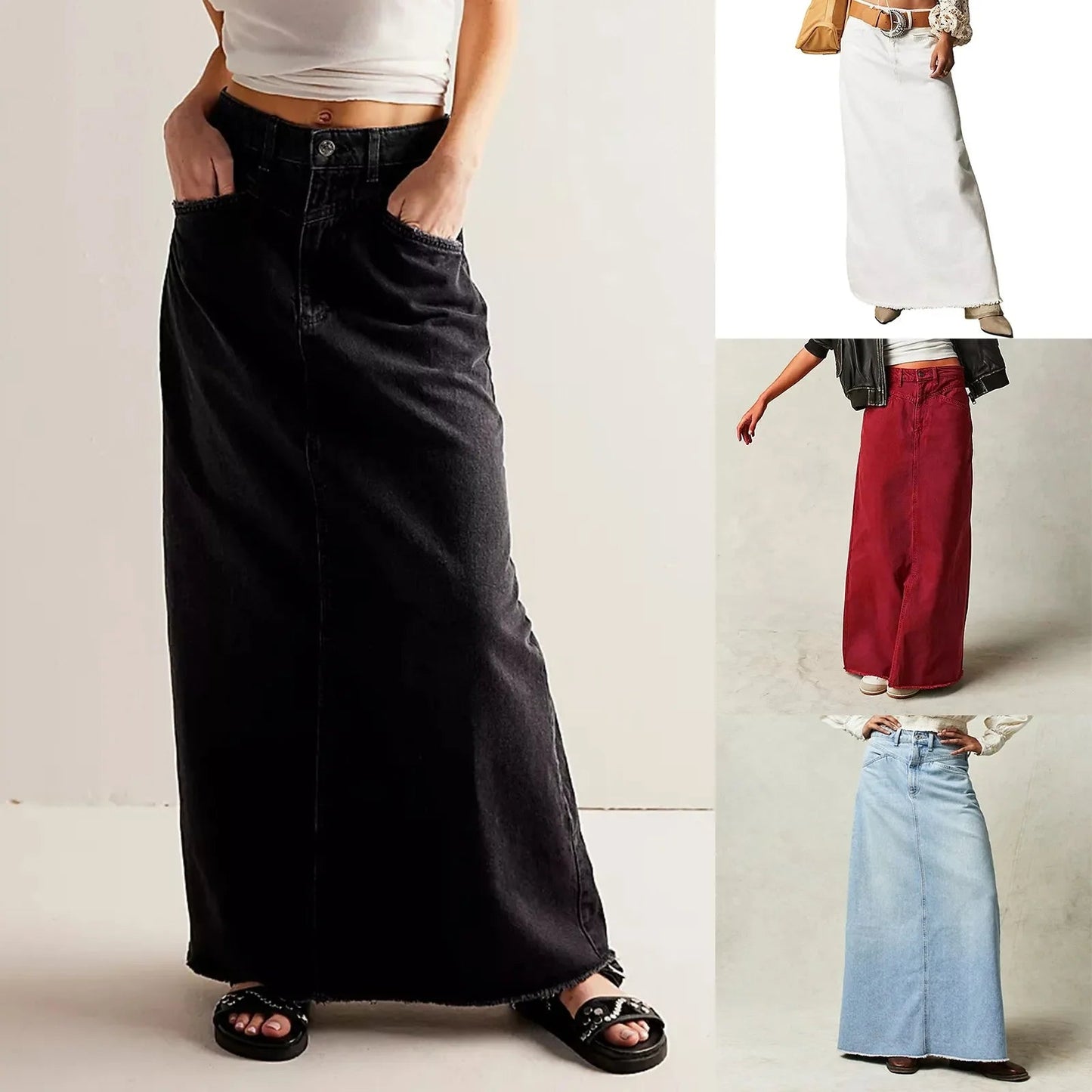 Haven Denim Skirt | High Waist A-Line Maxi Design for Women 5