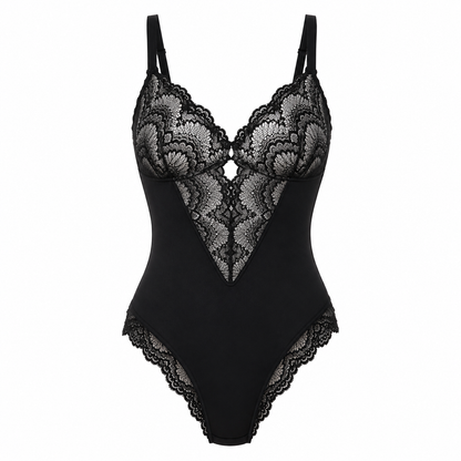 Haven Lace Bodysuit | Black, Compression Fit, Low-Back Design