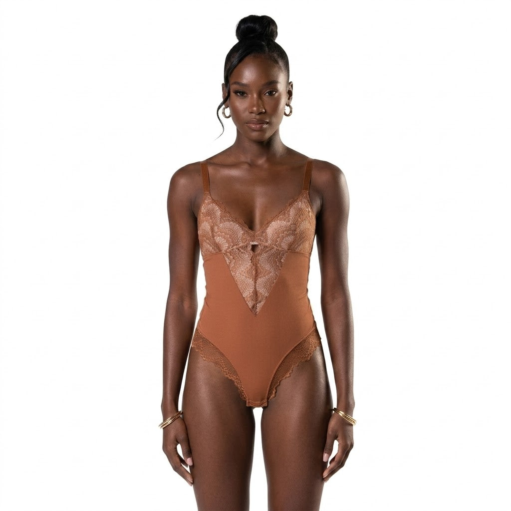 Haven Lace Bodysuit | Black, Compression Fit, Low-Back Design