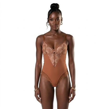 Haven Lace Bodysuit | Black, Compression Fit, Low-Back Design