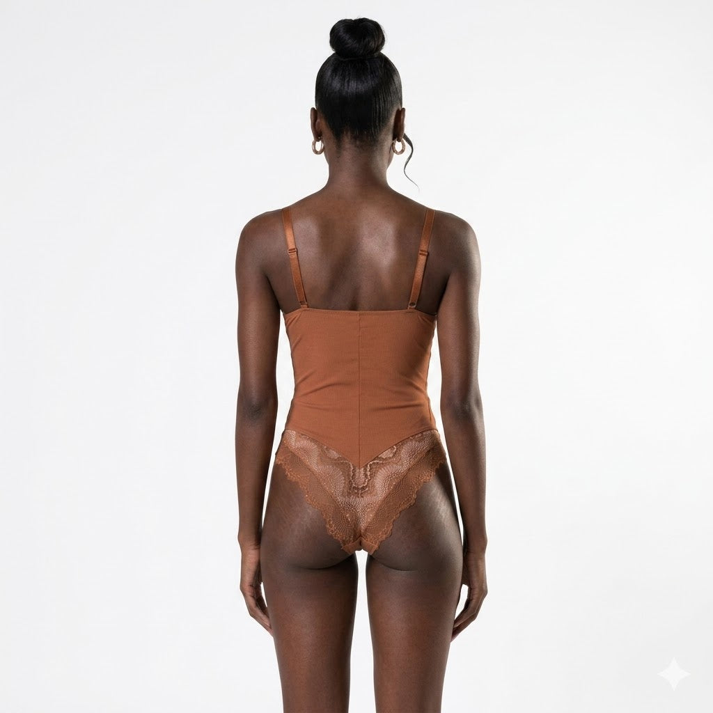 Haven Lace Bodysuit | Black, Compression Fit, Low-Back Design