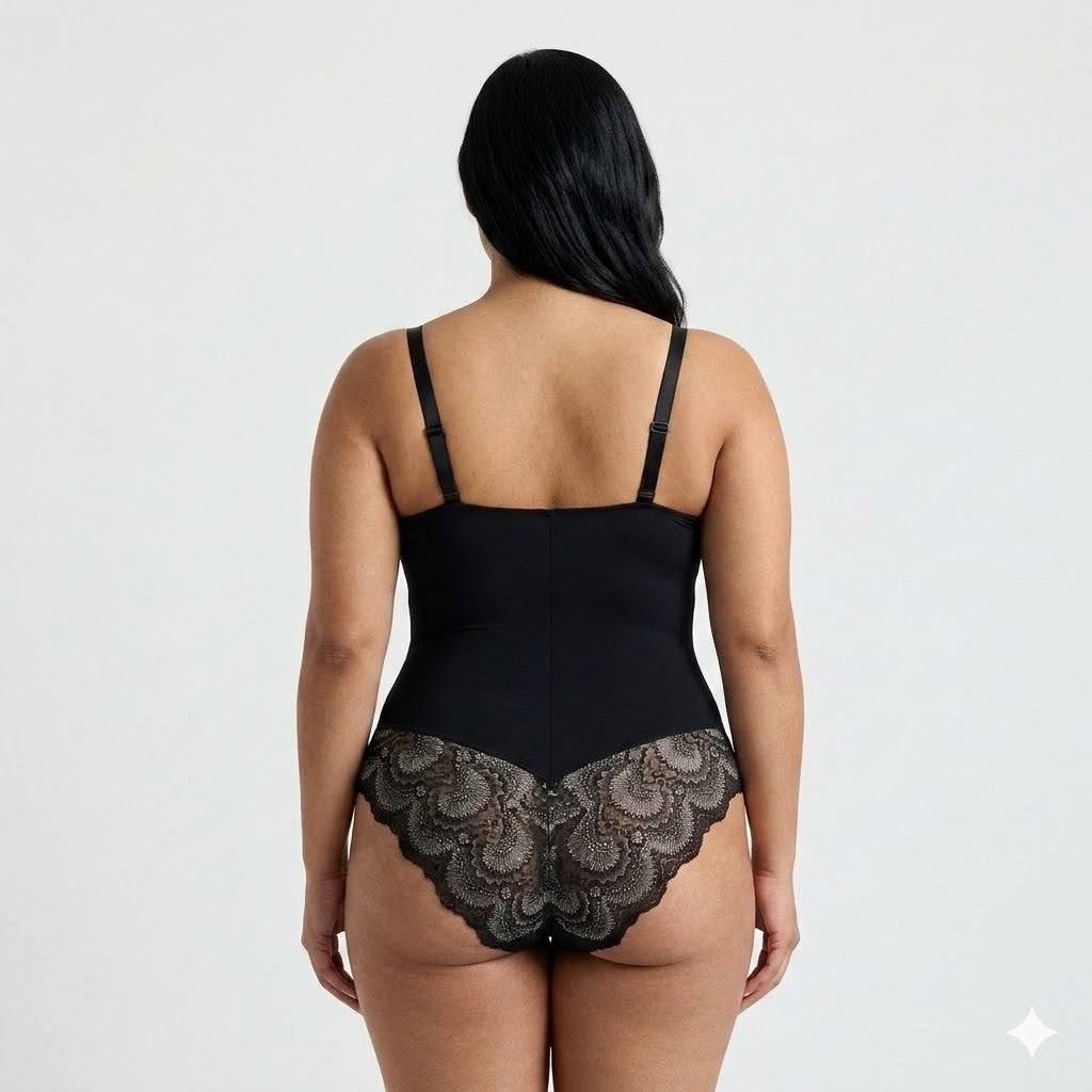 Haven Lace Bodysuit | Black, Compression Fit, Low-Back Design