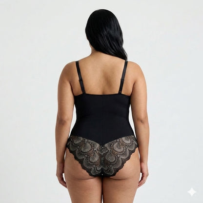 Haven Lace Bodysuit | Black, Compression Fit, Low-Back Design