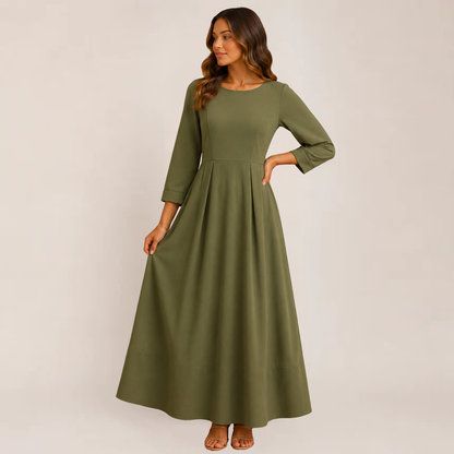 Ivy Midi Dress | Flowing 3/4 Sleeve, Available in Green and Black