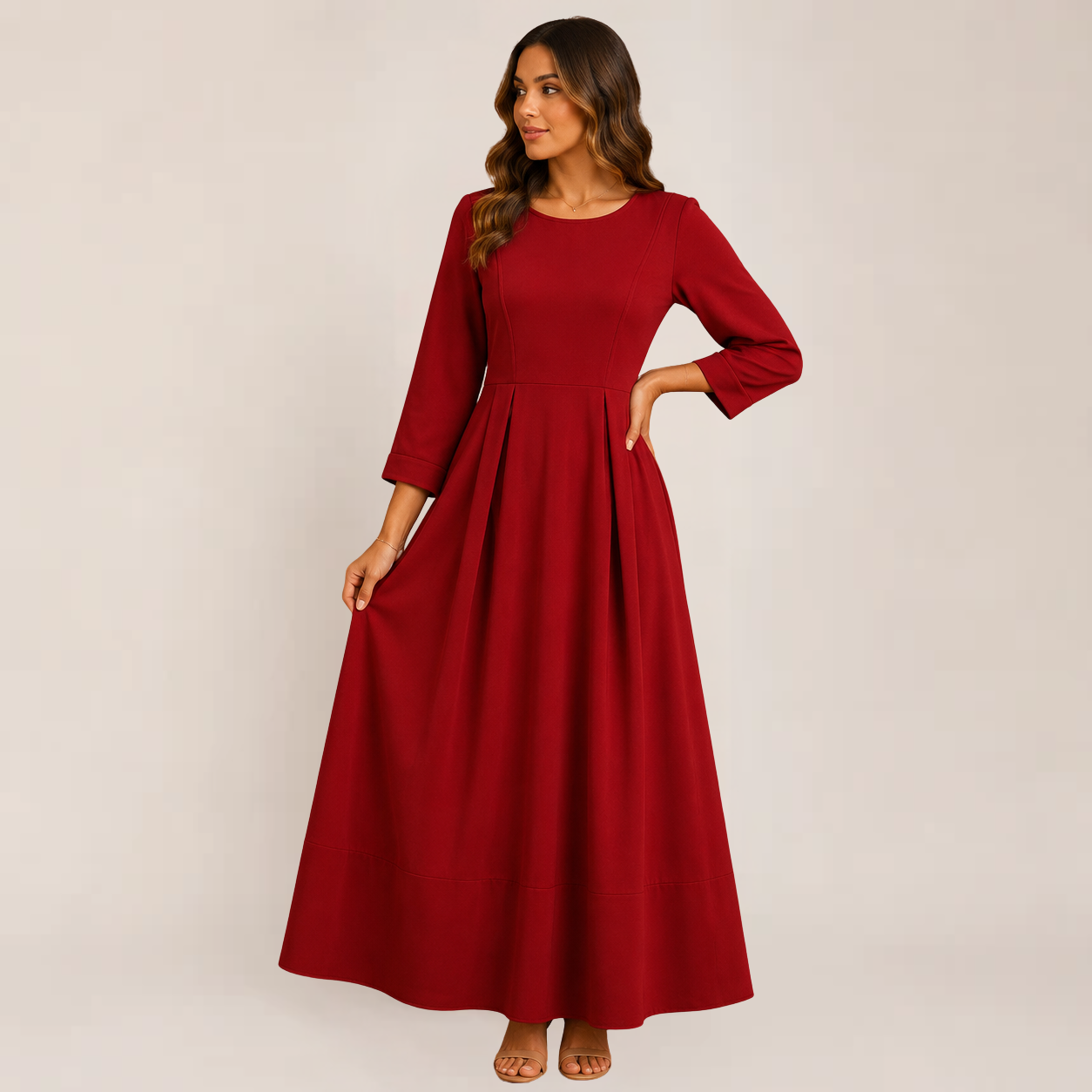 Ivy Midi Dress | Flowing 3/4 Sleeve, Available in Green and Black