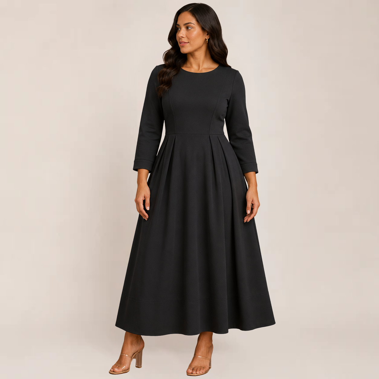 Ivy Midi Dress | Flowing 3/4 Sleeve, Available in Green and Black