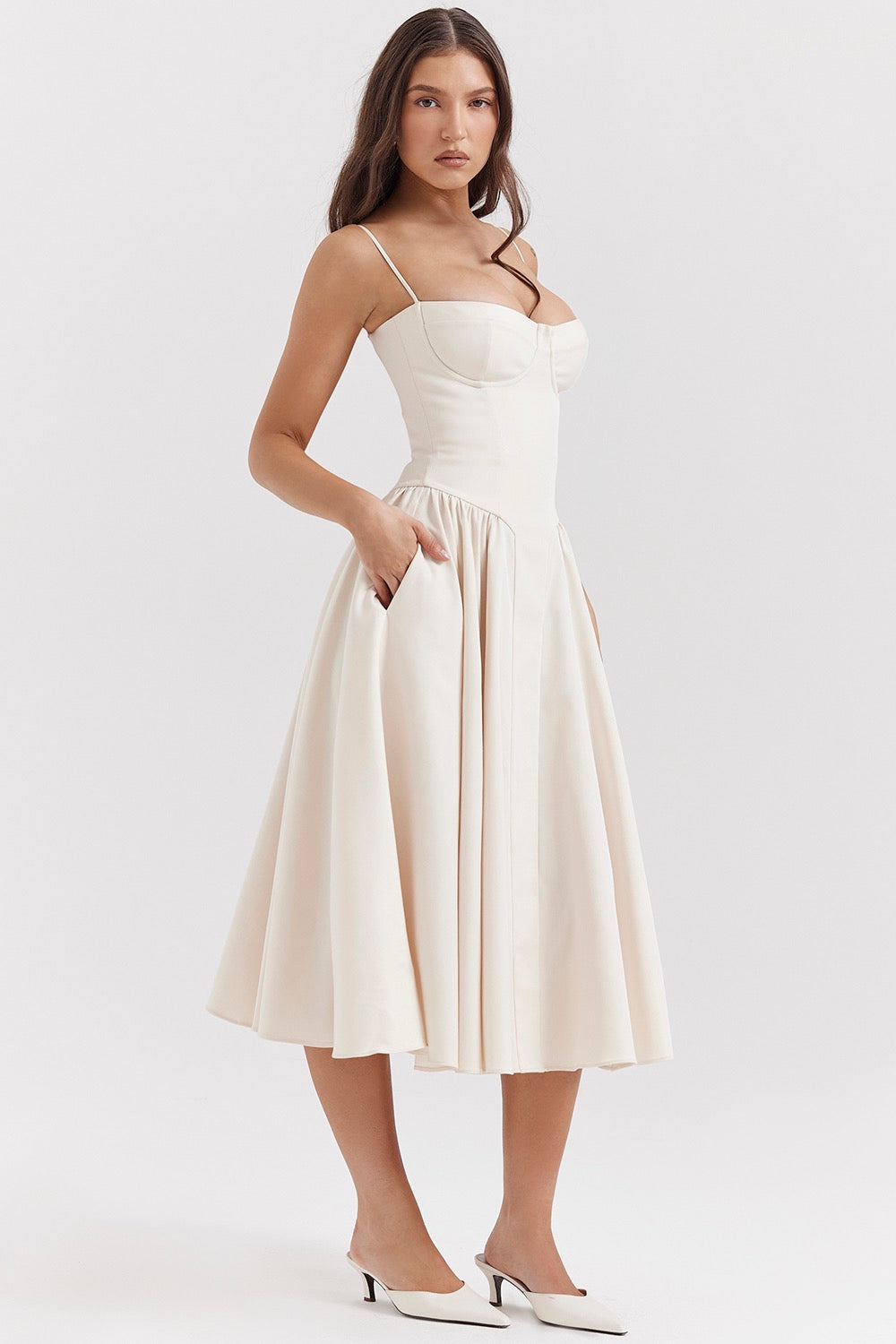 Jade Midi Dress | Elegant Cotton-Polyester Blend for Women 1