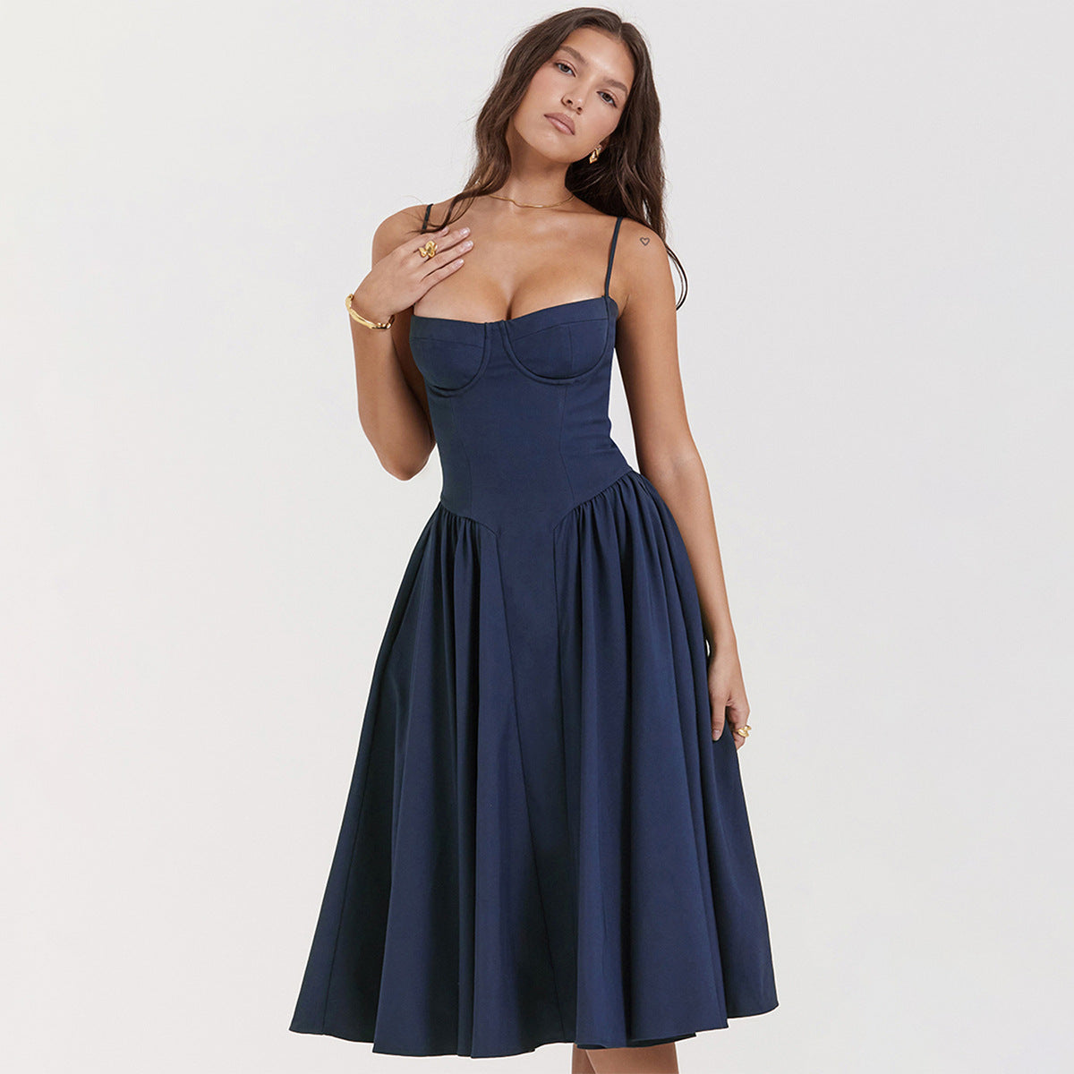 Jade Midi Dress | Elegant Cotton-Polyester Blend for Women 5