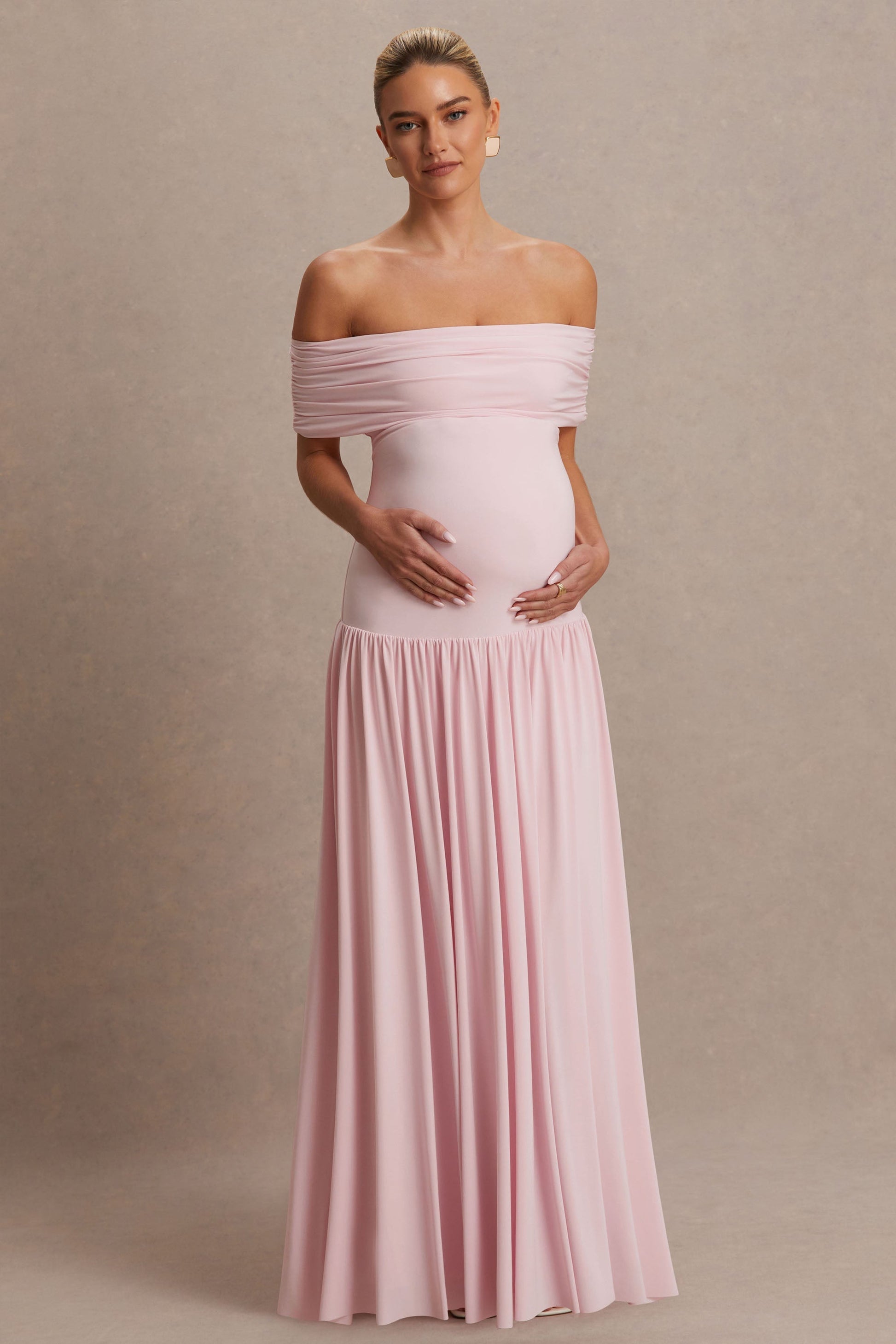 Jasmine Maternity Dress | Blush Pink, Bardot Neckline 0