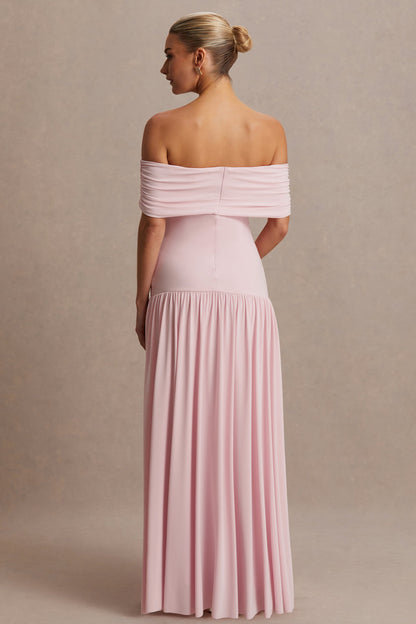 Jasmine Maternity Dress | Blush Pink, Bardot Neckline 1
