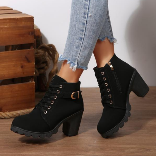Kavon Ankle Boots | Chunky Lace-Up with Metal Buckle 0