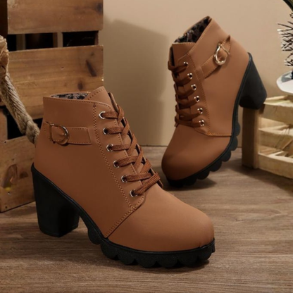 Kavon Ankle Boots | Chunky Lace-Up with Metal Buckle 1
