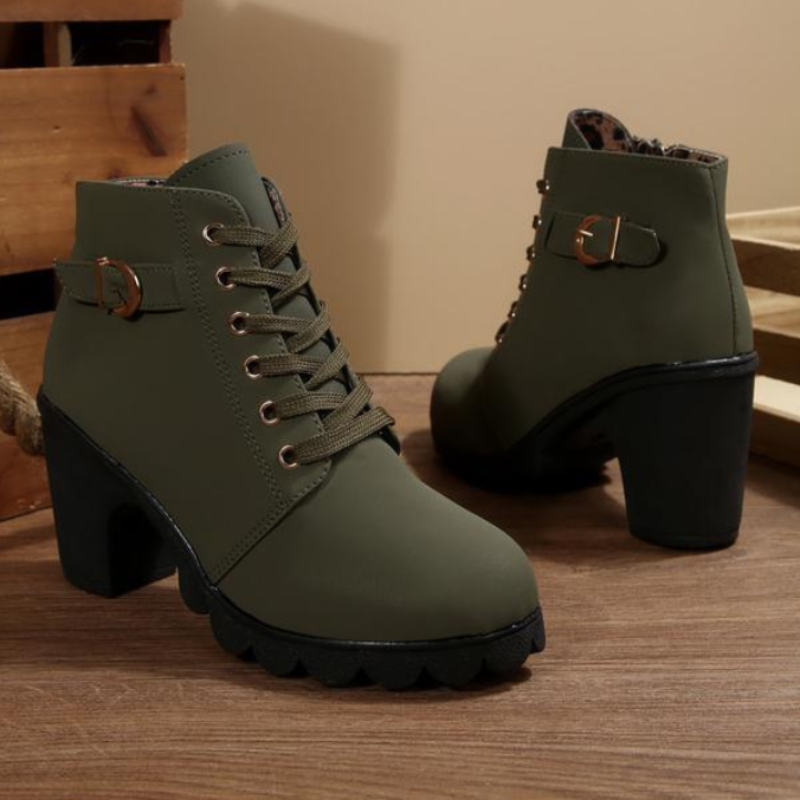 Kavon Ankle Boots | Chunky Lace-Up with Metal Buckle 2