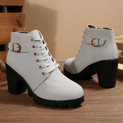 Kavon Ankle Boots | Chunky Lace-Up with Metal Buckle 4