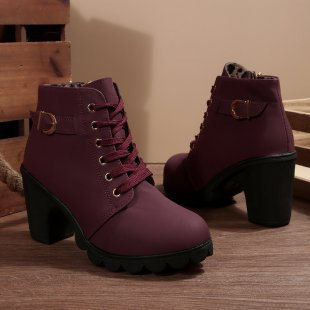 Kavon Ankle Boots | Chunky Lace-Up with Metal Buckle 5