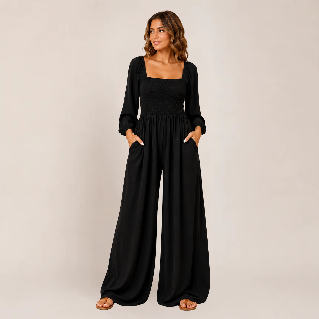 Kisha Black Jumpsuit | Wide Leg, Relaxed Fit for Women