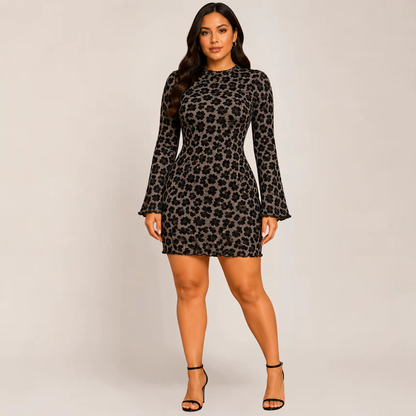 Lina Bodycon Dress | Leopard Print, Long Sleeve Cocktail Dress