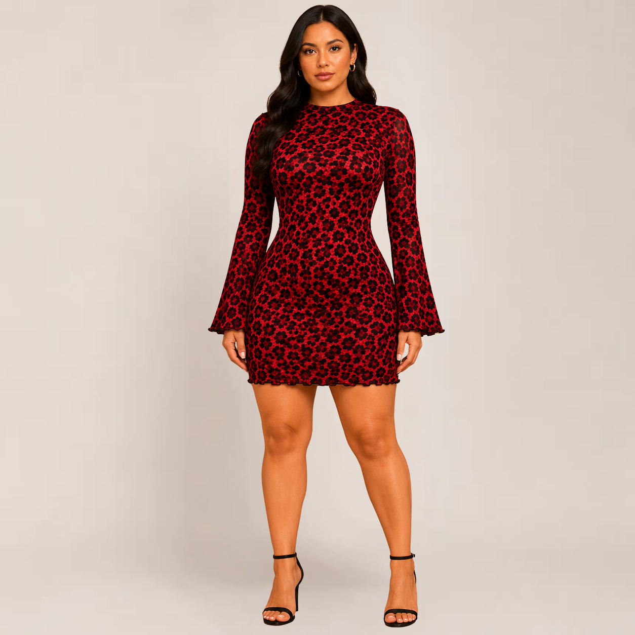Lina Bodycon Dress | Leopard Print, Long Sleeve Cocktail Dress