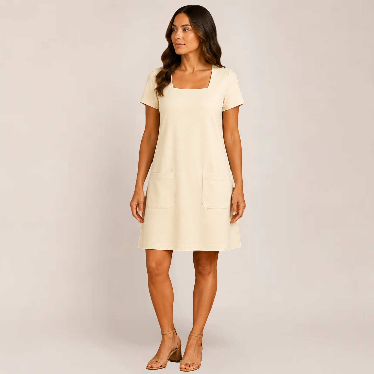 Lola Mini Dress | Square Neck, Relaxed Fit, Pockets, Black Summer Dress