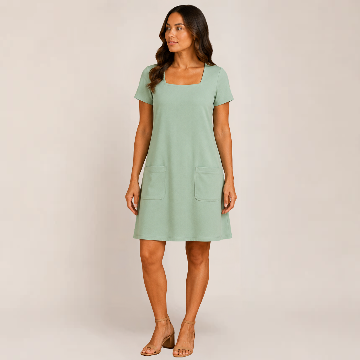 Lola Mini Dress | Square Neck, Relaxed Fit, Pockets, Black Summer Dress