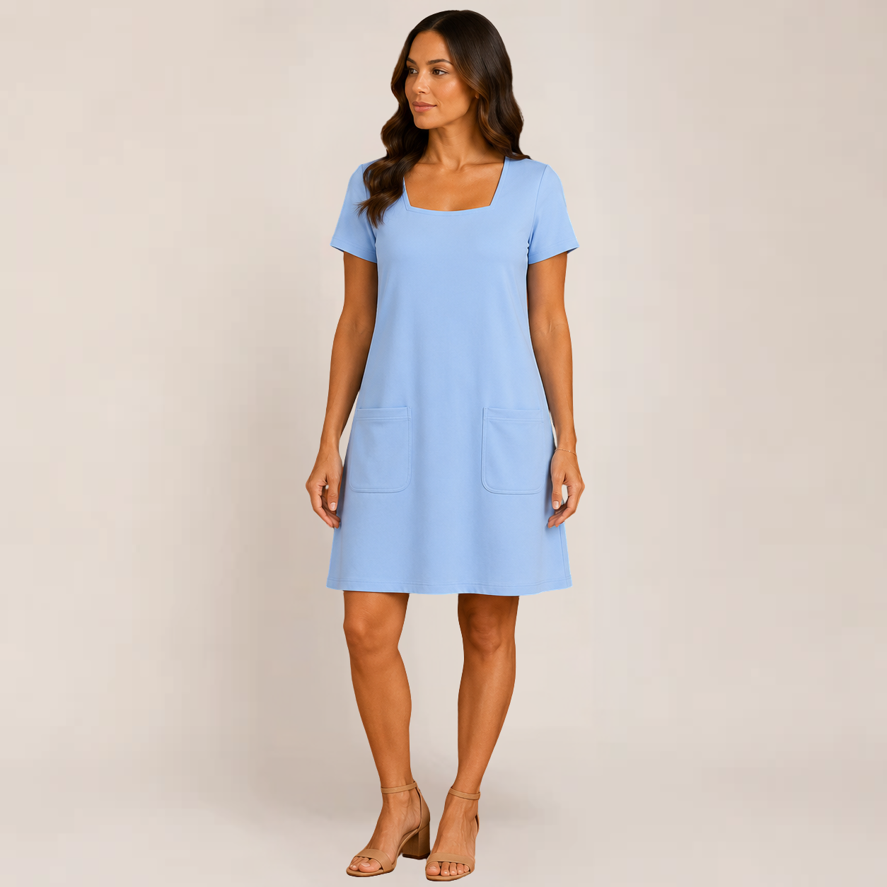 Lola Mini Dress | Square Neck, Relaxed Fit, Pockets, Black Summer Dress