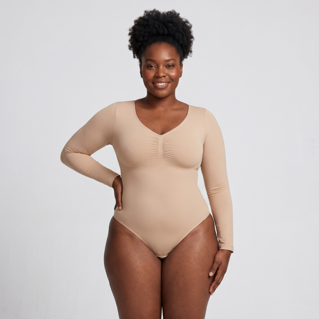 Long Sleeve Gathered Bodysuit | Women's Fashion Top