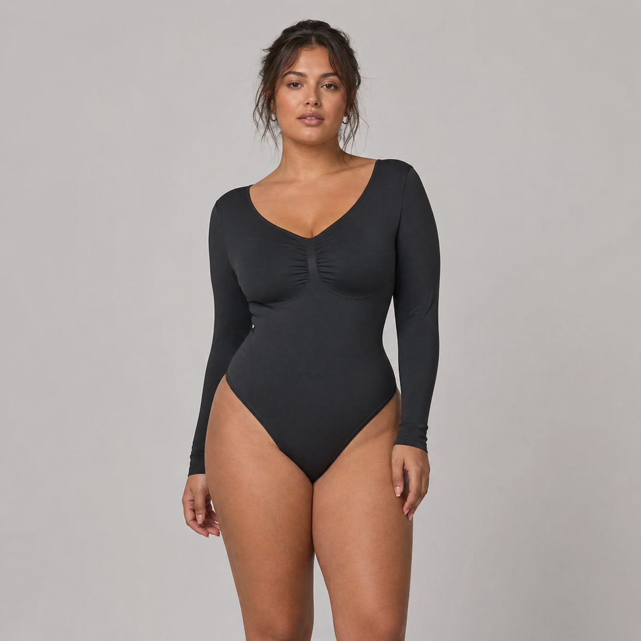 Long Sleeve Gathered Bodysuit | Women's Fashion Top