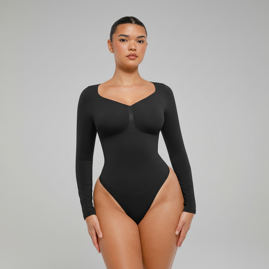 Long Sleeve Gathered Bodysuit | Women's Fashion Top