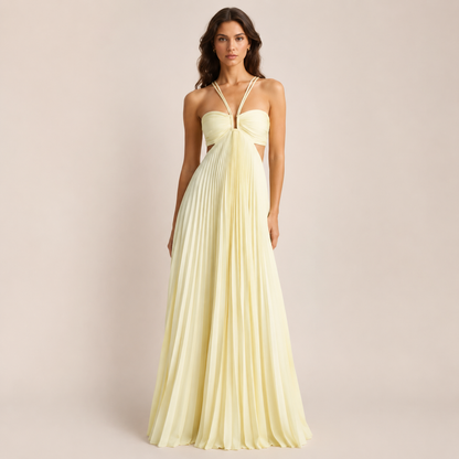 Luna A-line Dress | Light Yellow Spaghetti Strap