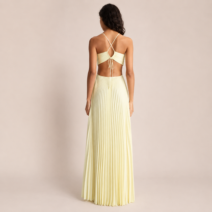 Luna A-line Dress | Light Yellow Spaghetti Strap