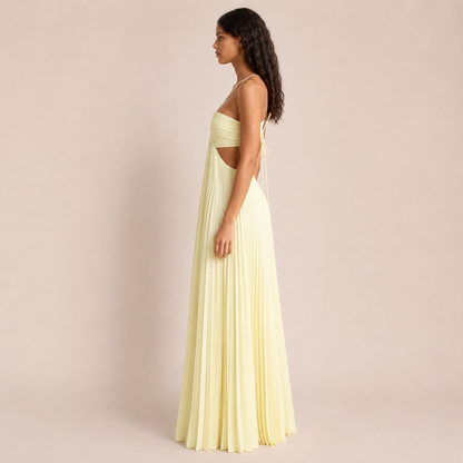 Luna A-line Dress | Light Yellow Spaghetti Strap
