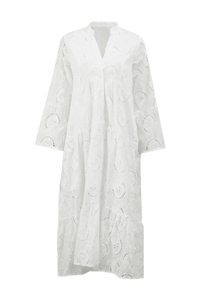 Luna Maxi Dress | Lightweight Openwork, 3/4 Sleeves, V-Neck 8