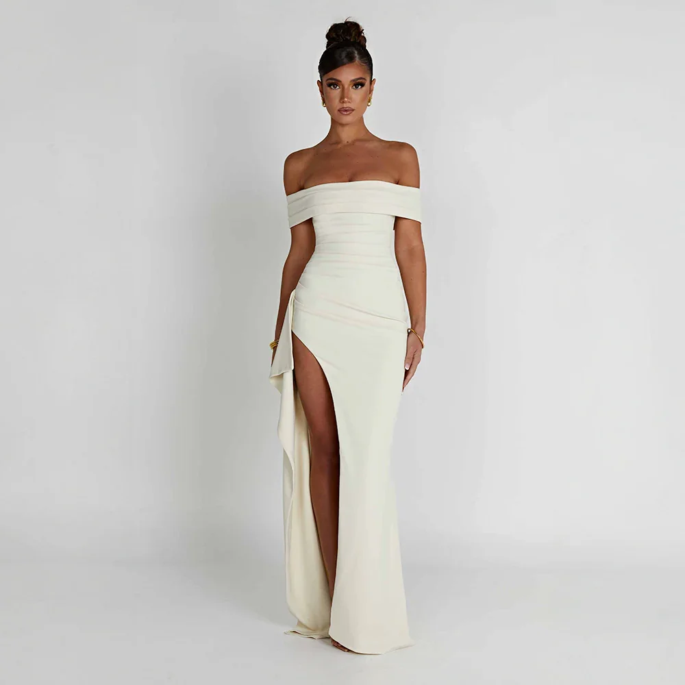 Luna Maxi Dress | Off-Shoulder, Chic Slit for Women 9