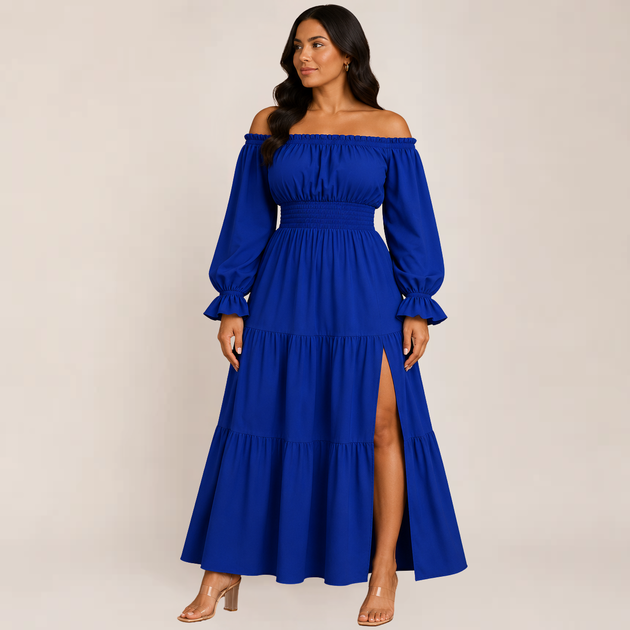 Luxe Lexie Dress | Off-Shoulder Tiered Maxi Summer Dress for Wedding Guests