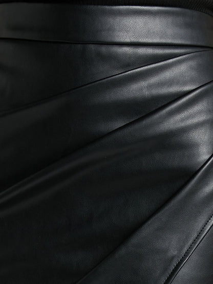 Luxe Midi Skirt | Pleated High-Waisted Faux Leather for Women 4
