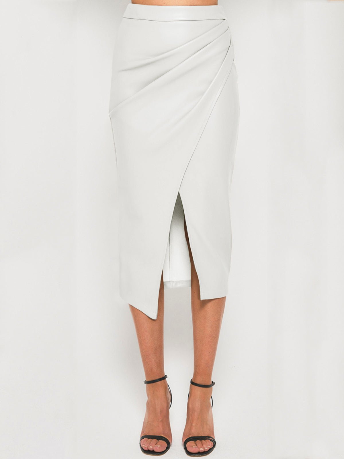 Luxe Midi Skirt | Pleated High-Waisted Faux Leather for Women 6