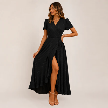 Mara Floral Maxi Dress | Wrap Style, Ruffle Hem for Women