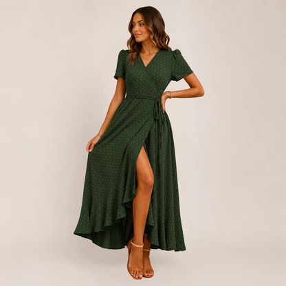 Mara Floral Maxi Dress | Wrap Style, Ruffle Hem for Women