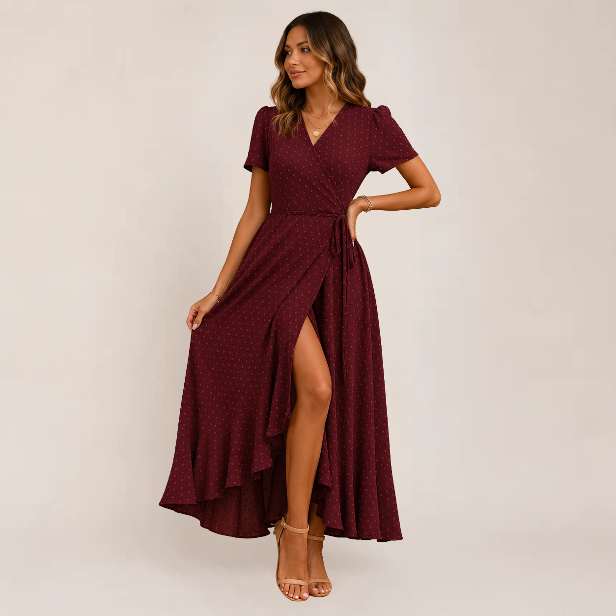 Mara Floral Maxi Dress | Wrap Style, Ruffle Hem for Women