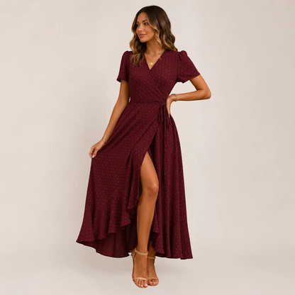 Mara Floral Maxi Dress | Wrap Style, Ruffle Hem for Women