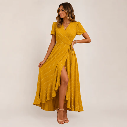 Mara Floral Maxi Dress | Wrap Style, Ruffle Hem for Women