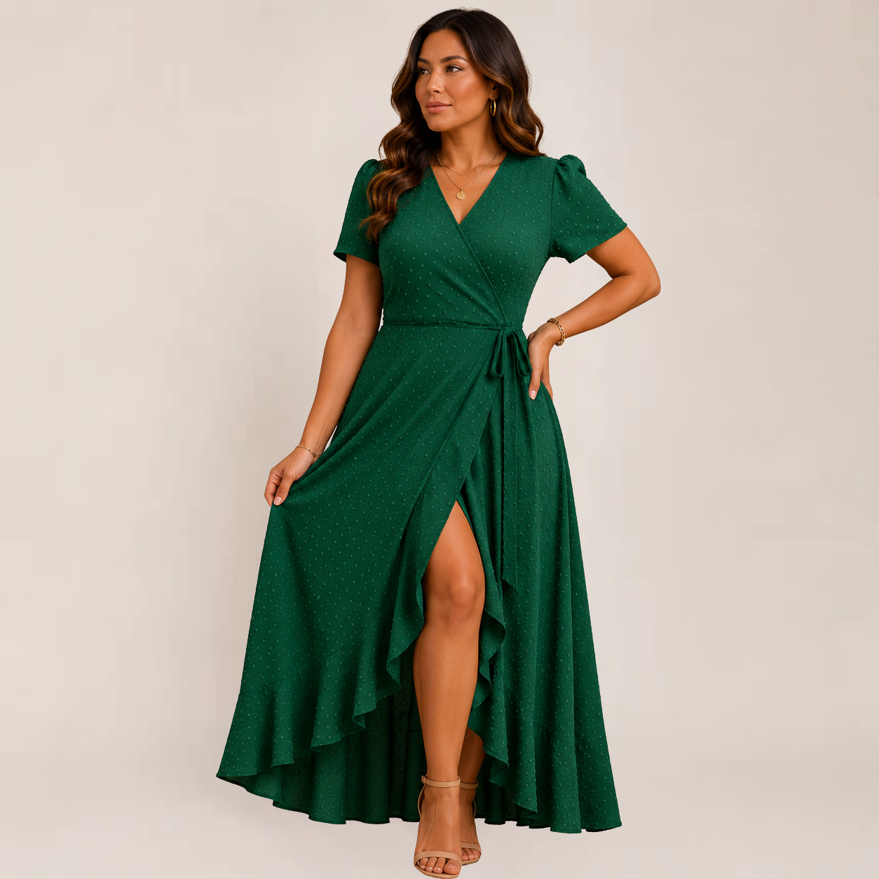 Mara Floral Maxi Dress | Wrap Style, Ruffle Hem for Women