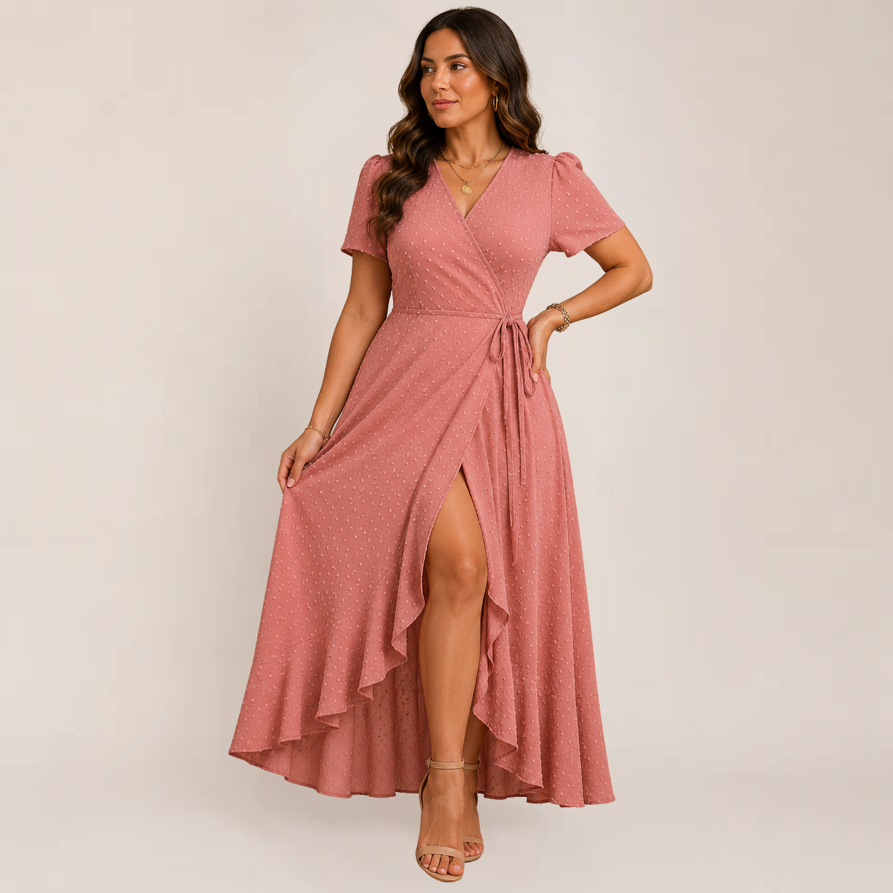 Mara Floral Maxi Dress | Wrap Style, Ruffle Hem for Women
